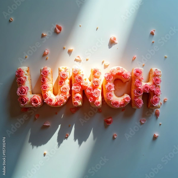 Obraz Concept alimentaire texte lunch fleuri