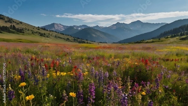 Fototapeta alpine meadow in the mountains