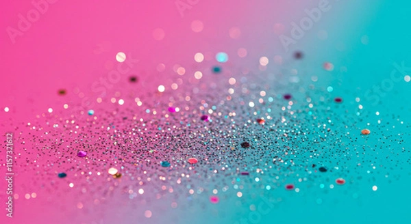 Fototapeta Bright gradient backdrop with colorful confetti and sparkles