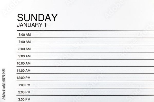 Fototapeta Daily planner or time planner for 1 January 2017, concept of New Year's Day