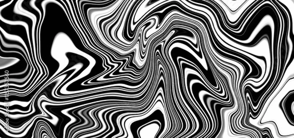Fototapeta Abstract black and white fluid art swirls effect liquid marble vector illustration. Smooth elegant black satin texture. Luxurious marble background design. Abstract Monochrome Fluid Marble Pattern.