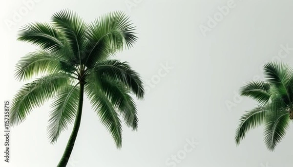 Fototapeta Lush Tropical Palm Trees in Elegant Shape for  Design and Decoration
