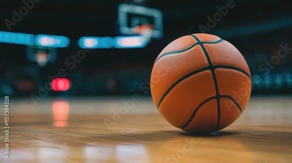 Fototapeta Inspiring Basketball Quote with Dynamic Court Background and Focused Ball Highlighting Motivation and Passion for the Game