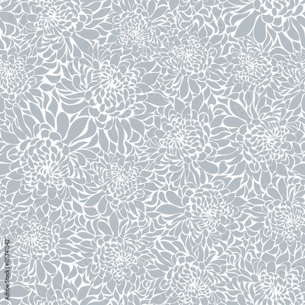 Obraz Seamless background with blue chrysanthemums