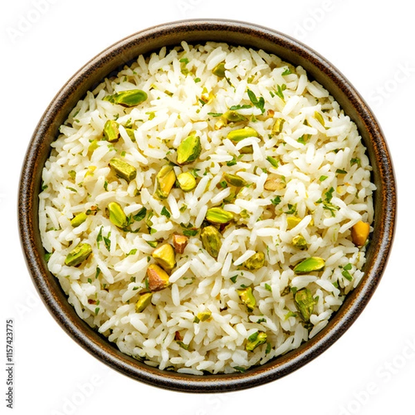 Fototapeta Appetizing Pistachio Rice Pilaf isolated on transparent background