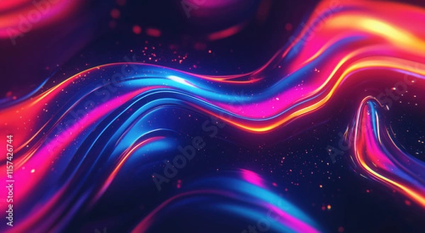 Fototapeta Colorful streaks of light create a dynamic abstract background with vibrant hues and glowing particles at night