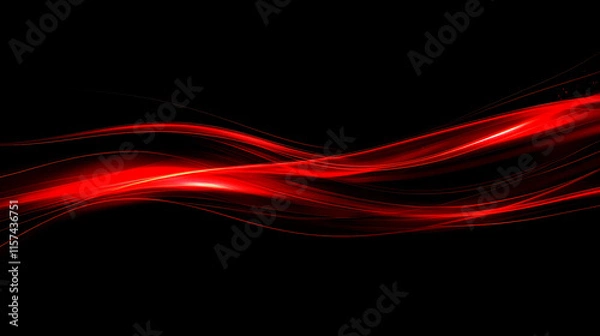 Obraz Dynamic red wave abstract design on black background