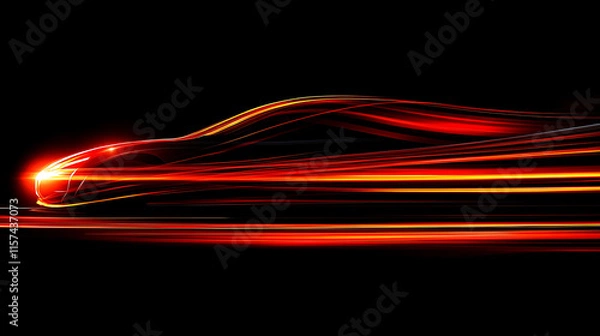 Obraz Dynamic car silhouette with vibrant light trails