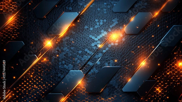 Fototapeta Background and texture of neon lights on unplastered brick walls. ai generated