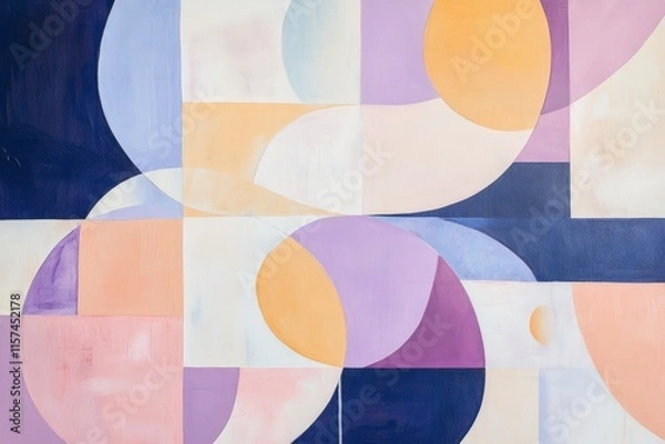 Obraz Abstract geometric art in soothing pastel colors. Modern wall decor with soft shapes and harmonious composition for stylish background or creative spaces.