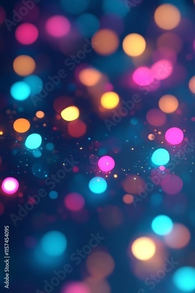 Fototapeta Bokeh Lights Background, Abstract Multicolored Defocused Circles, Festive Celebration Illumination.