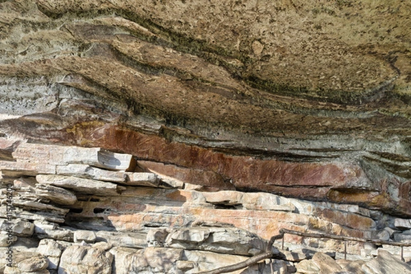 Obraz Rock wall with ancient drawings