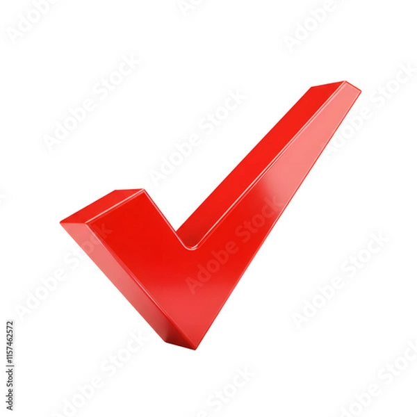Fototapeta A bold 3D red tick mark on a transparent background