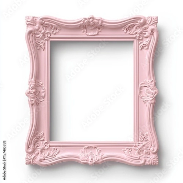 Fototapeta Pink Baroque Frame: Elegant and ornate, this pastel pink picture frame adds a touch of vintage charm to any design.