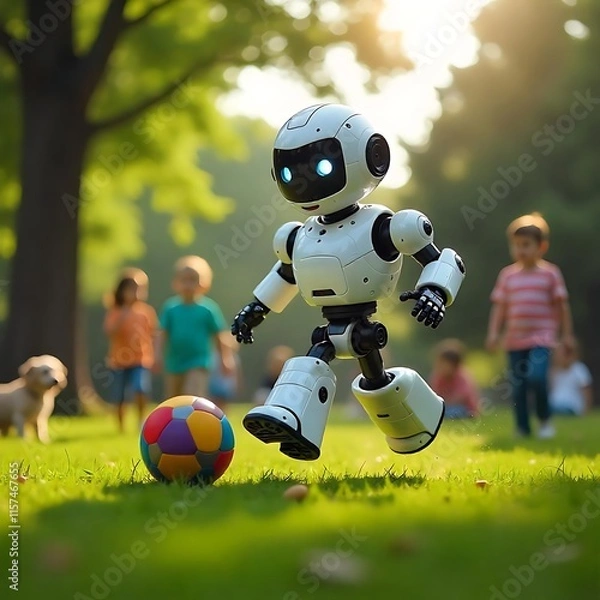 Fototapeta Robot Playing with a Ball