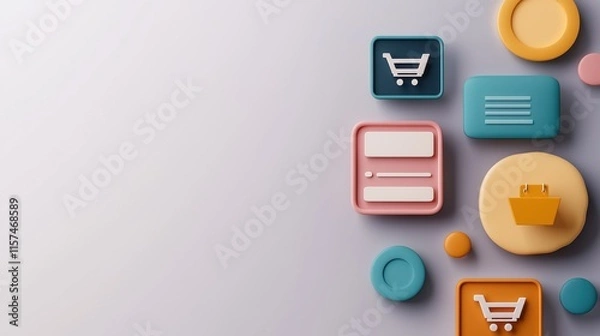 Obraz Shopping Interface with Glowing Buttons