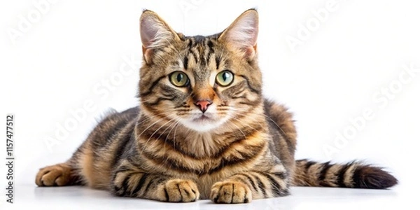 Fototapeta Elegant pretty cat isolated on white background.