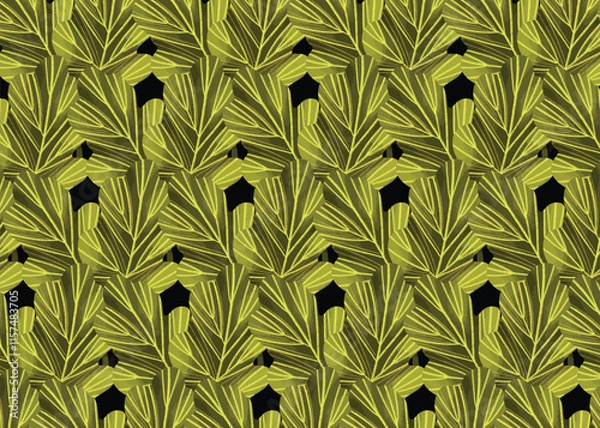 Obraz Tropical leaf Wallpaper, Luxury nature leaves pattern design, Golden banana leaf line arts, Hand drawn outline design for fabric , print, cover, banner and invitation, Vector illustration.