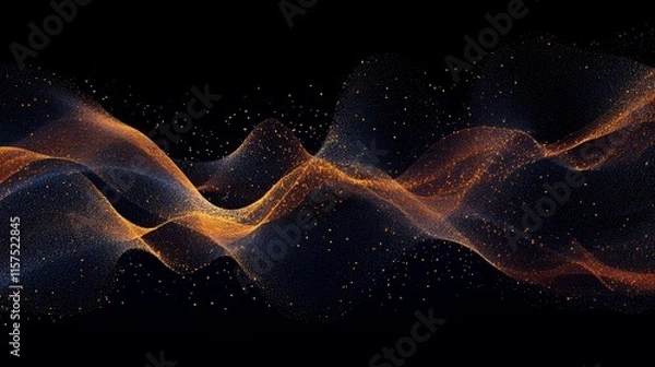 Fototapeta Abstract dark wave background with orange glow