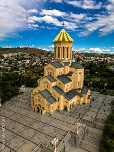 Fototapeta Tsminda Sameba Cathedral in Tbilisi. Georgia