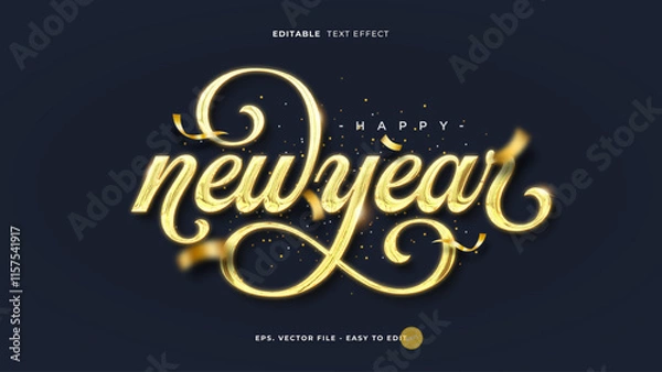 Obraz New year text effect, editable shiny gold text style