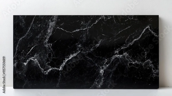 Fototapeta Elegant Black Granite Slab with Intricate Veining