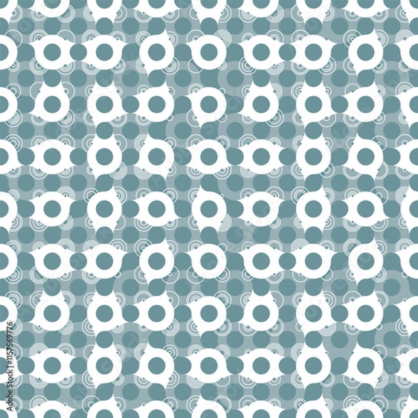Fototapeta Blue and white Truchet seamless vector pattern with random tiled wavy shapes and concentric circles. Modern geometric illustration for prints, wallpaper, home decor, fashion fabrics and stationery.
