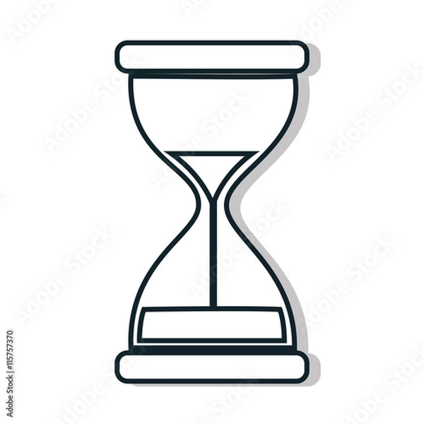 Fototapeta Time and clock isolated flat line icon in black and white colors, vector illustration graphic.