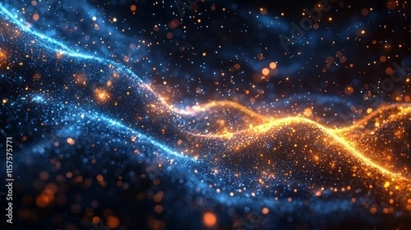 Fototapeta A contemporary blue gradient backdrop featuring luminous light effects, ideal for high-tech and business presentations.