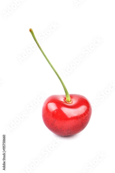 Fototapeta one cherries on a white background