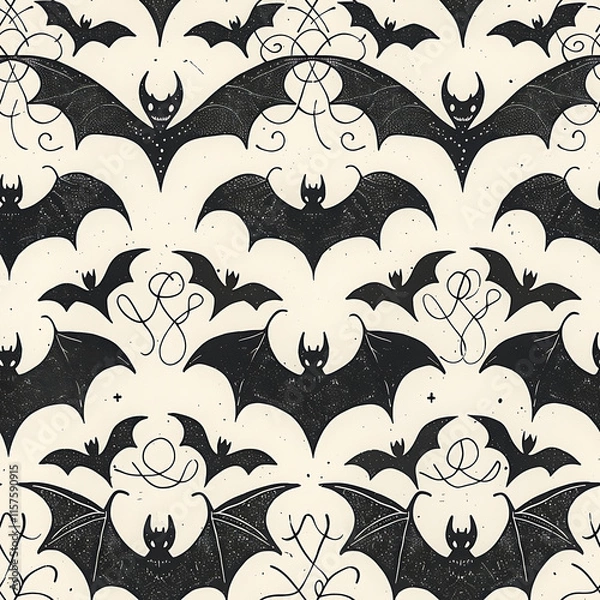 Fototapeta Repeating Pattern, Bat, Gothic, Beige, Seamless Tile