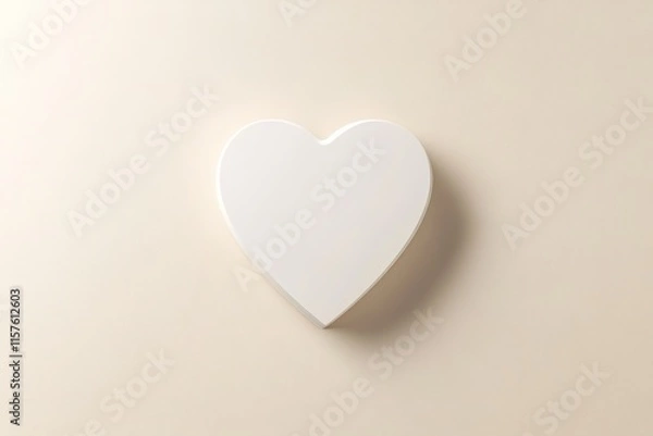 Fototapeta Minimalist heart shape on soft beige background evokes warmth an