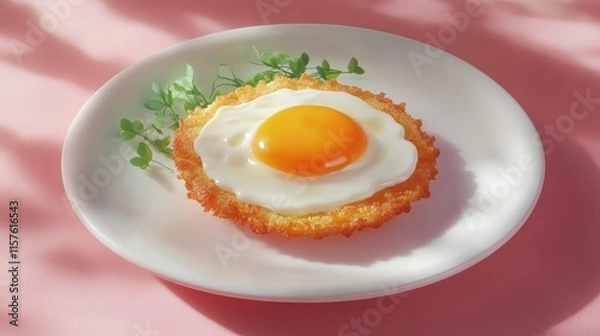 Fototapeta Scrumptious Fried Egg on a Crispy Base