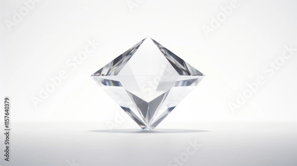 Fototapeta Brilliant Diamond Solitaire on a Luminous White Surface