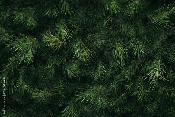 Obraz Moody Fir Tree Branches and Evergreen Needles for a Seasonal Holiday Spirit Background