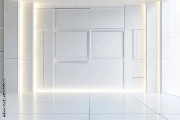Fototapeta Modern White Wall Background with Subtle Lighting for Presentations and Product Displays