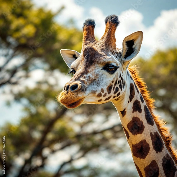 Fototapeta Concept photo of a giraffe with space for text