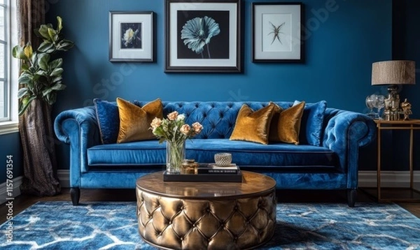 Fototapeta Art Deco blending bold metallics with geometric patterns, Generative AI