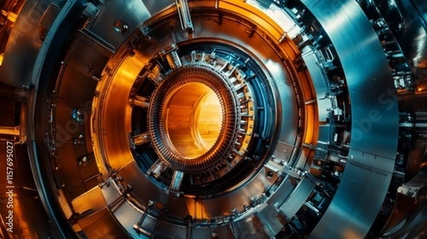 Fototapeta Industrial machinery operation high-tech facility close-up image modern environment dynamic perspective engineering innovations