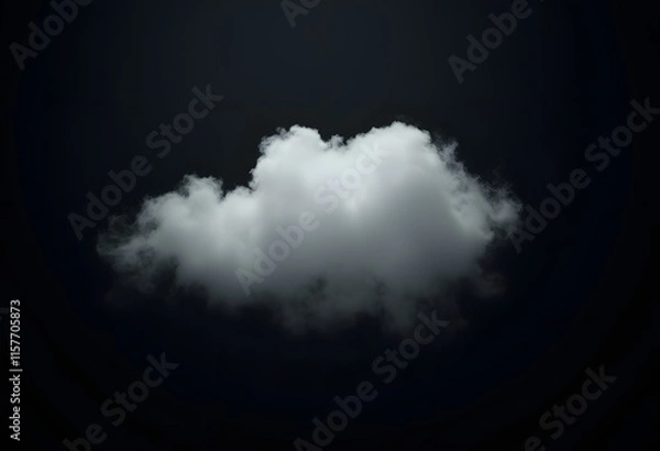 Obraz Single Fluffy White Cloud Against Dark Background Symbolizing Simplicity