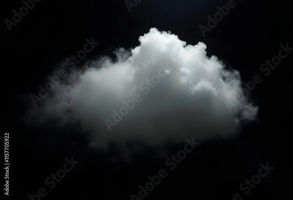 Fototapeta Single Fluffy White Cloud Against Dark Background Symbolizing Simplicity