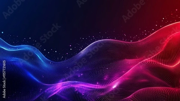 Obraz Abstract red and blue digital waves background