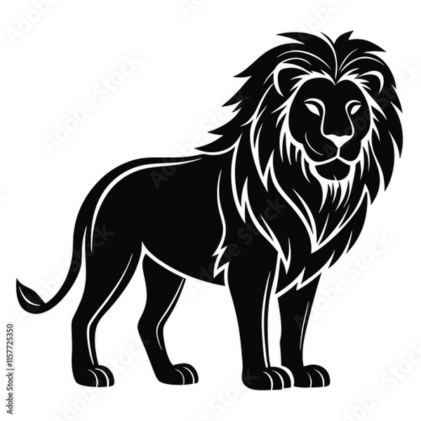 Obraz Lion silhouette, vector black color silhouette, on a white background