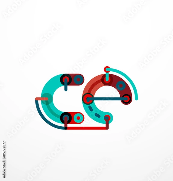 Fototapeta Linear initial letters, logo branding concept