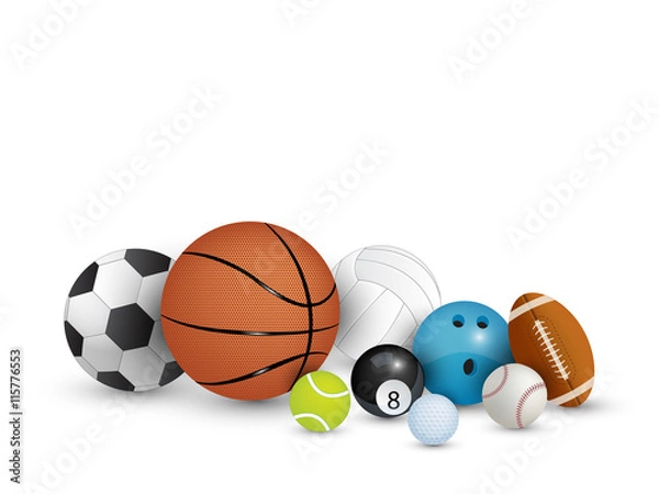 Fototapeta Collection of balls isolated on white background