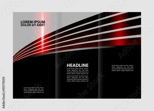 Fototapeta Red Colors Polygonal Geometric Elements Style Business Tri-Fold Brochure Template. Corporate Leaflet, Cover Design
