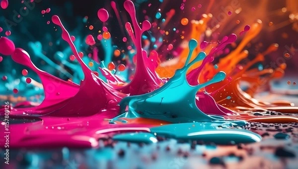 Obraz Vivid Paint Splashes Create Abstract Art