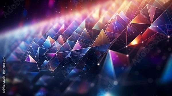 Fototapeta Colorful Abstract Geometric Crystal Shapes with Vivid Light Effects