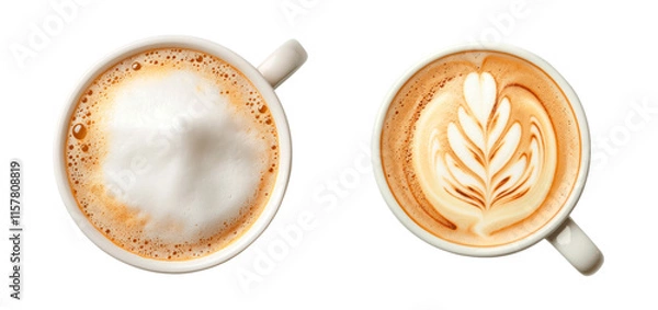 Fototapeta Set of cappuccino, isolated on transparent background. PNG element.