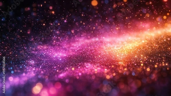 Fototapeta A vibrant cosmic scene filled with sparkling particles and colorful light effects.